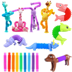 Kryfa telescopic pop tube animals for toddlers—tactile play on the go