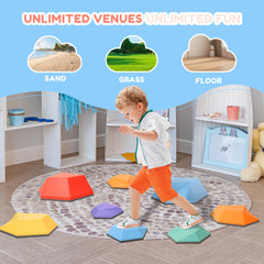 Kryolla child balancing on stones during active, supervised play