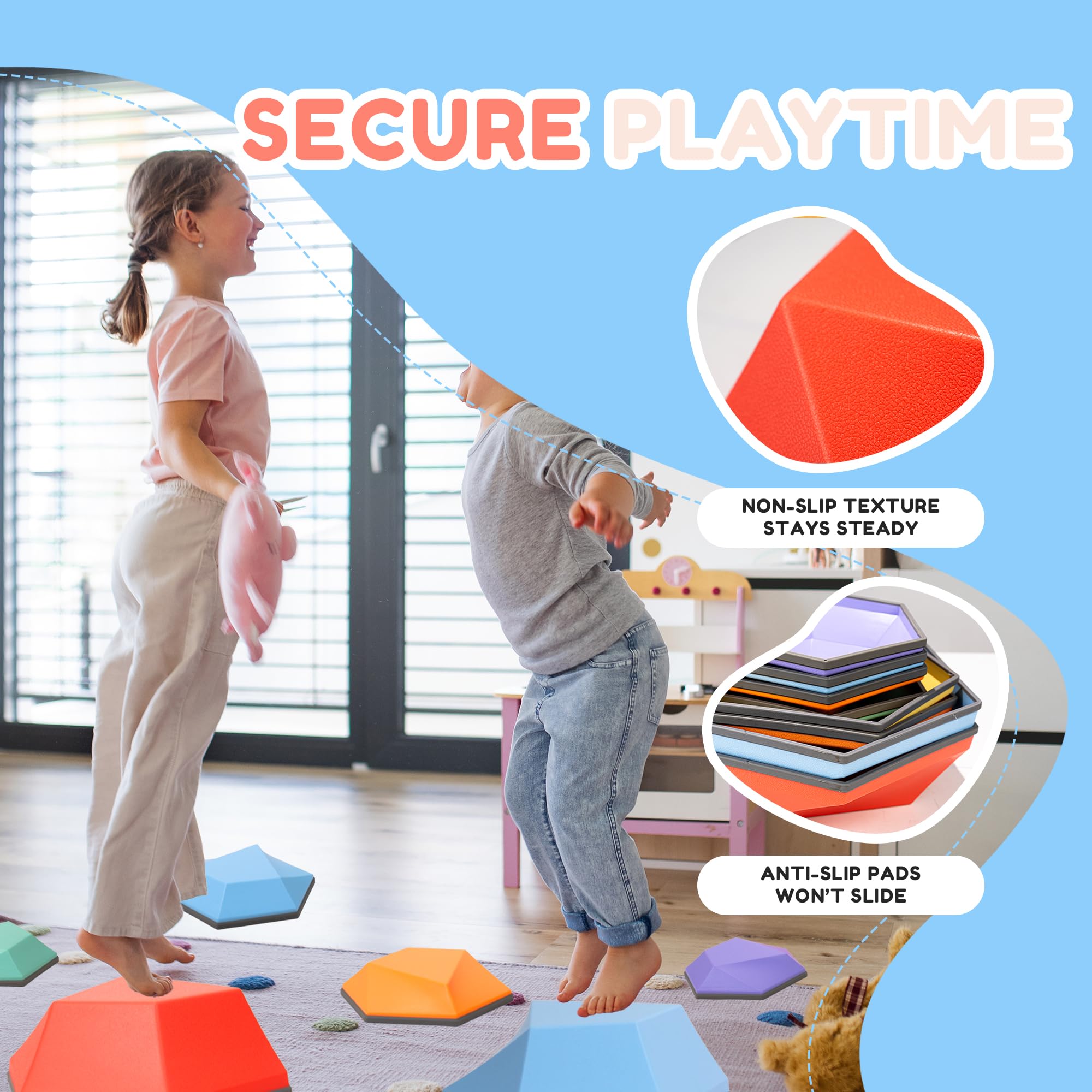 Kryolla family play scene emphasizes parent-child bonding during balancing challenges