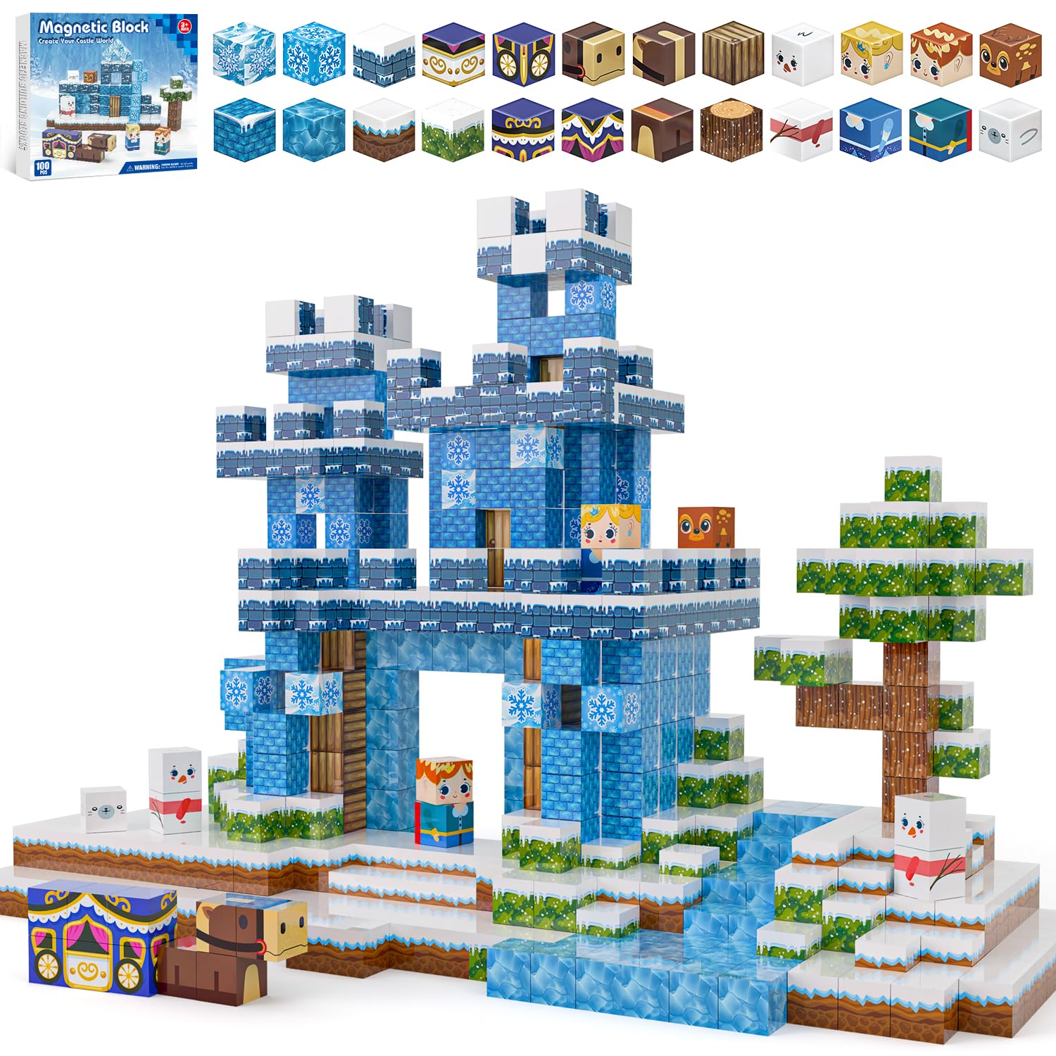 Kryzomat ice-theme magnetic blocks for easy castle assembly and imaginative play.