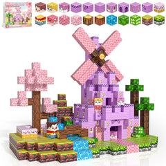 Kryzomat magnetic blocks castle-building pink set for kids boosts creativity and pretend play.