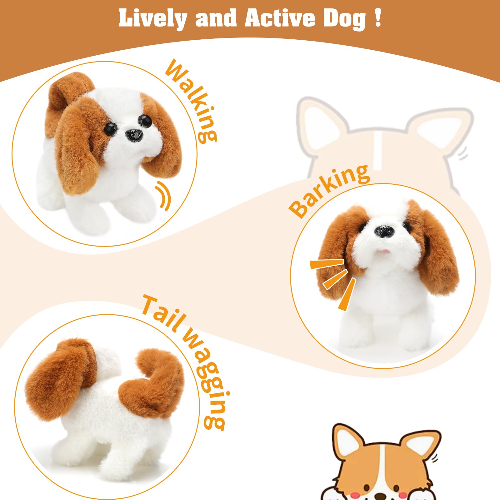 KSABVAIA Saint Bernard toy barks on command for interactive storytelling moments.