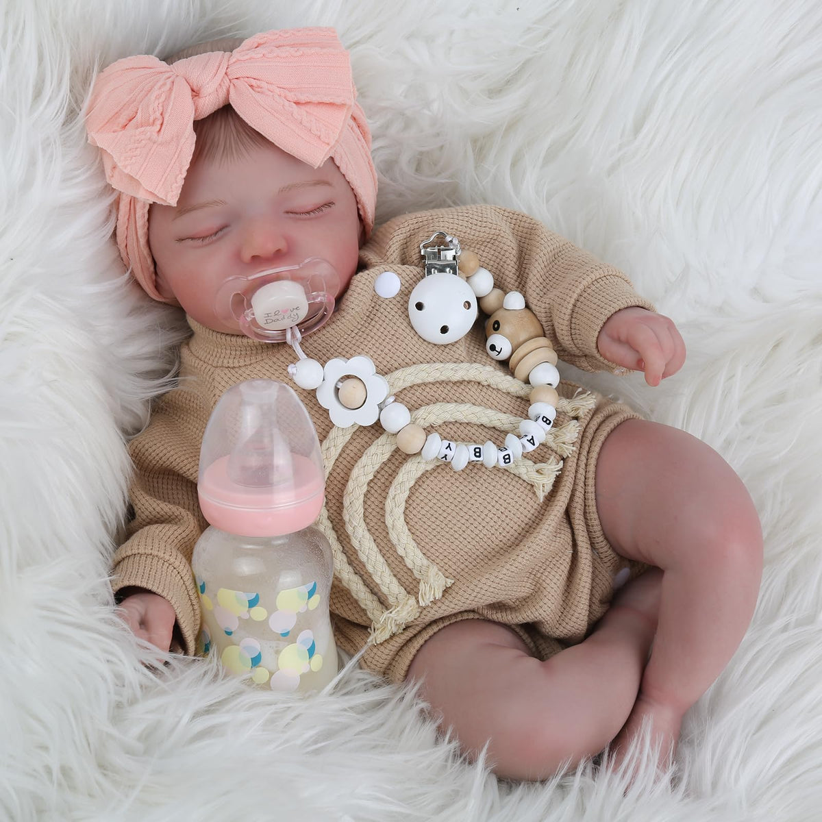 KSBD Lifelike Reborn Baby Doll head-detail 20-inch realism for imaginative play.