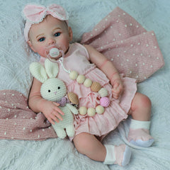 KSBD Realistic Reborn Doll 18in face details for lifelike playtime.