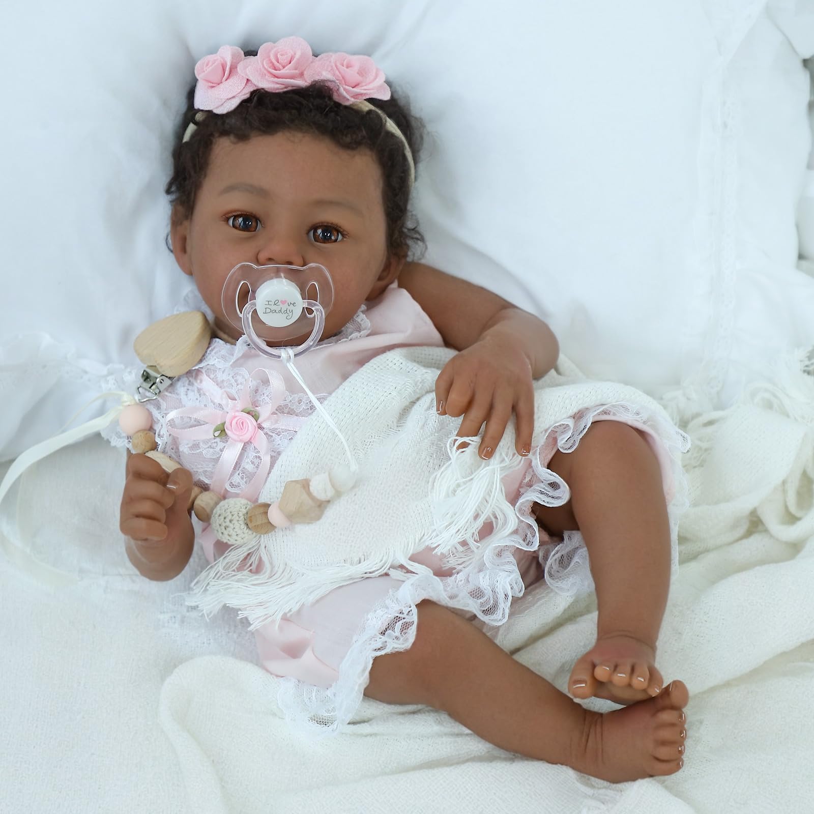 KSBD Reborn Baby Doll Black Girl 18-Inch included accessories support gifting.