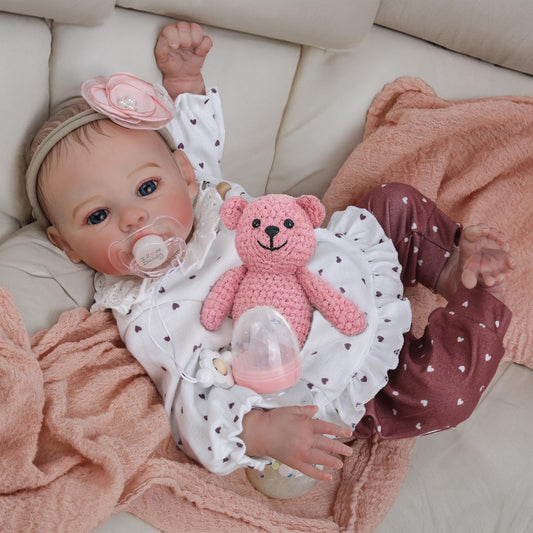 KSBD Reborn doll girl face close-up showing lifelike features and delicate paintwork.