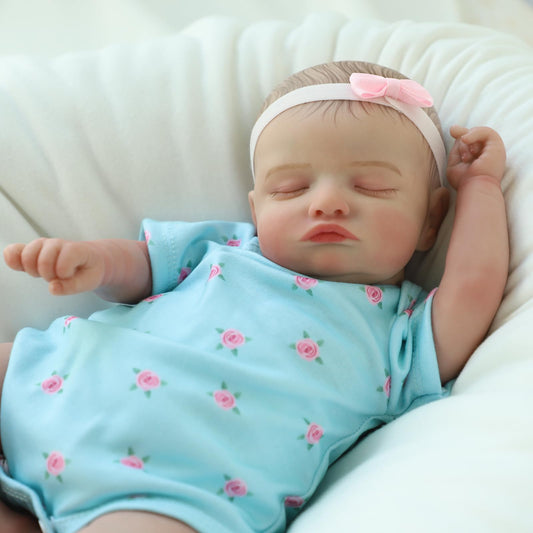 KSBD Rosalie reborn doll with cloth body close-up highlighting soft fabric