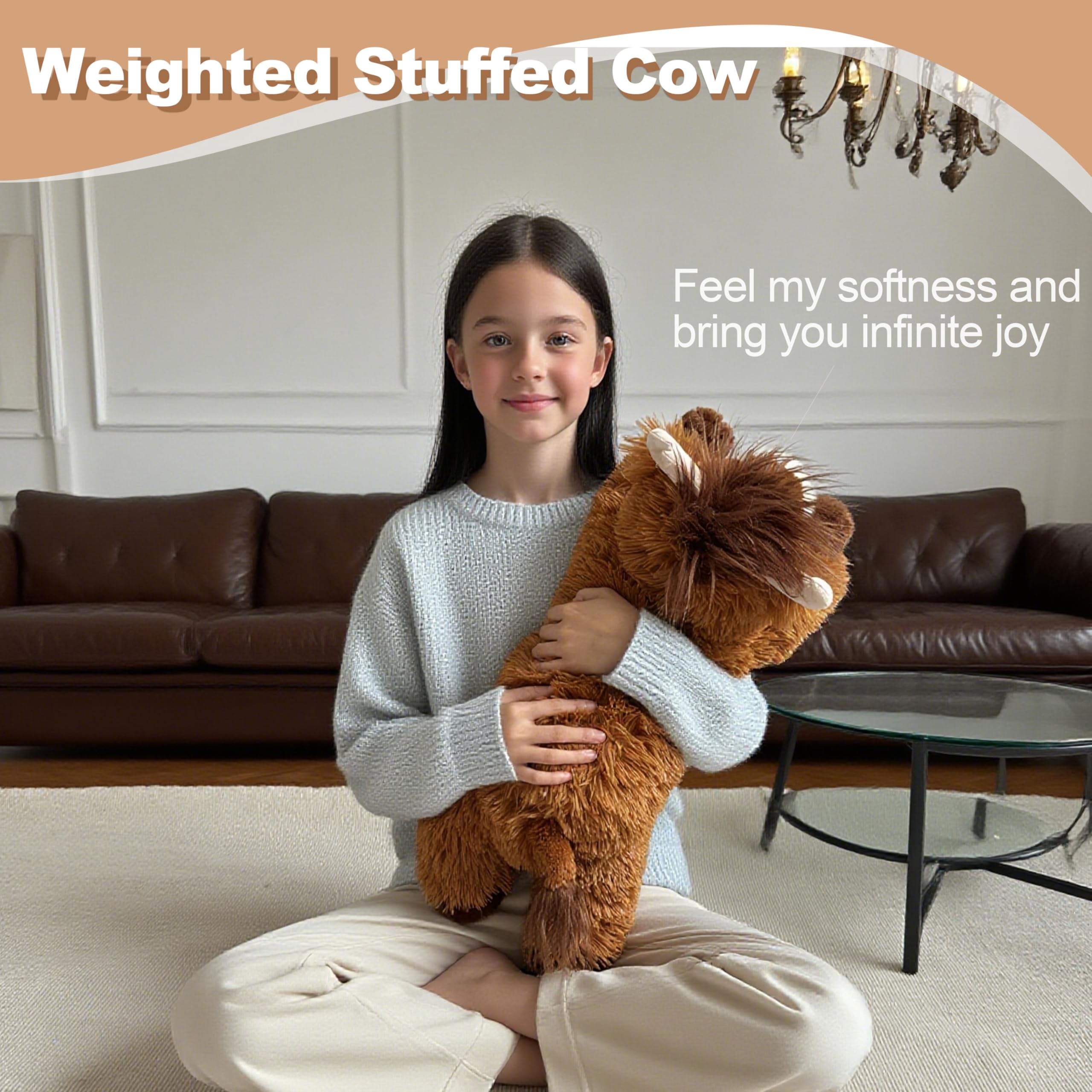 Ksidzas Highland Cow plush soft fur close-up highlighting lifelike features for kids.