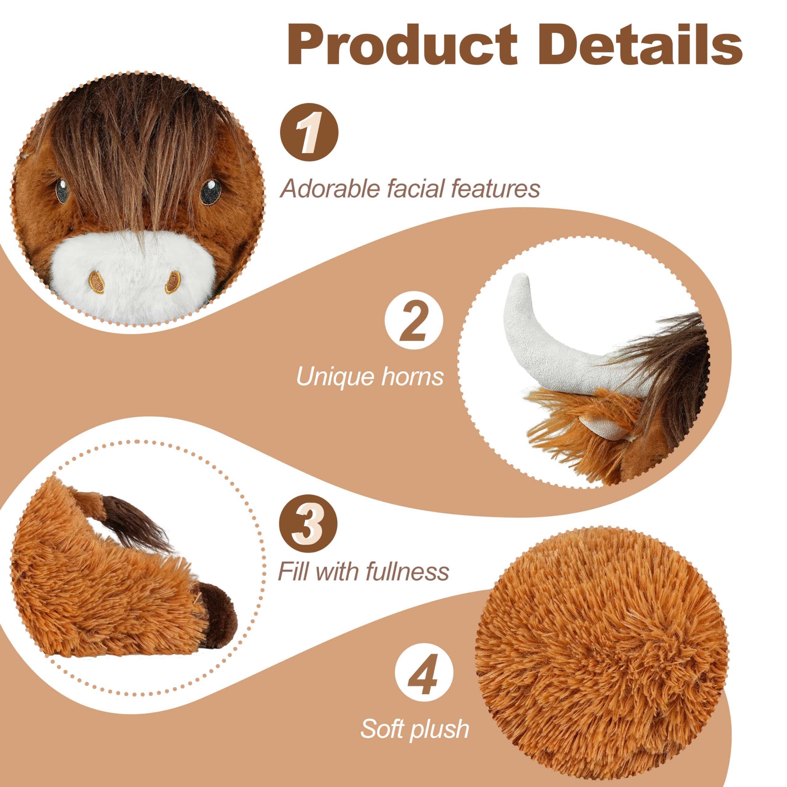 Ksidzas Highland Cow plush after unboxing, fluffing restores fullness.