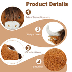 Ksidzas Highland Cow plush after unboxing, fluffing restores fullness.
