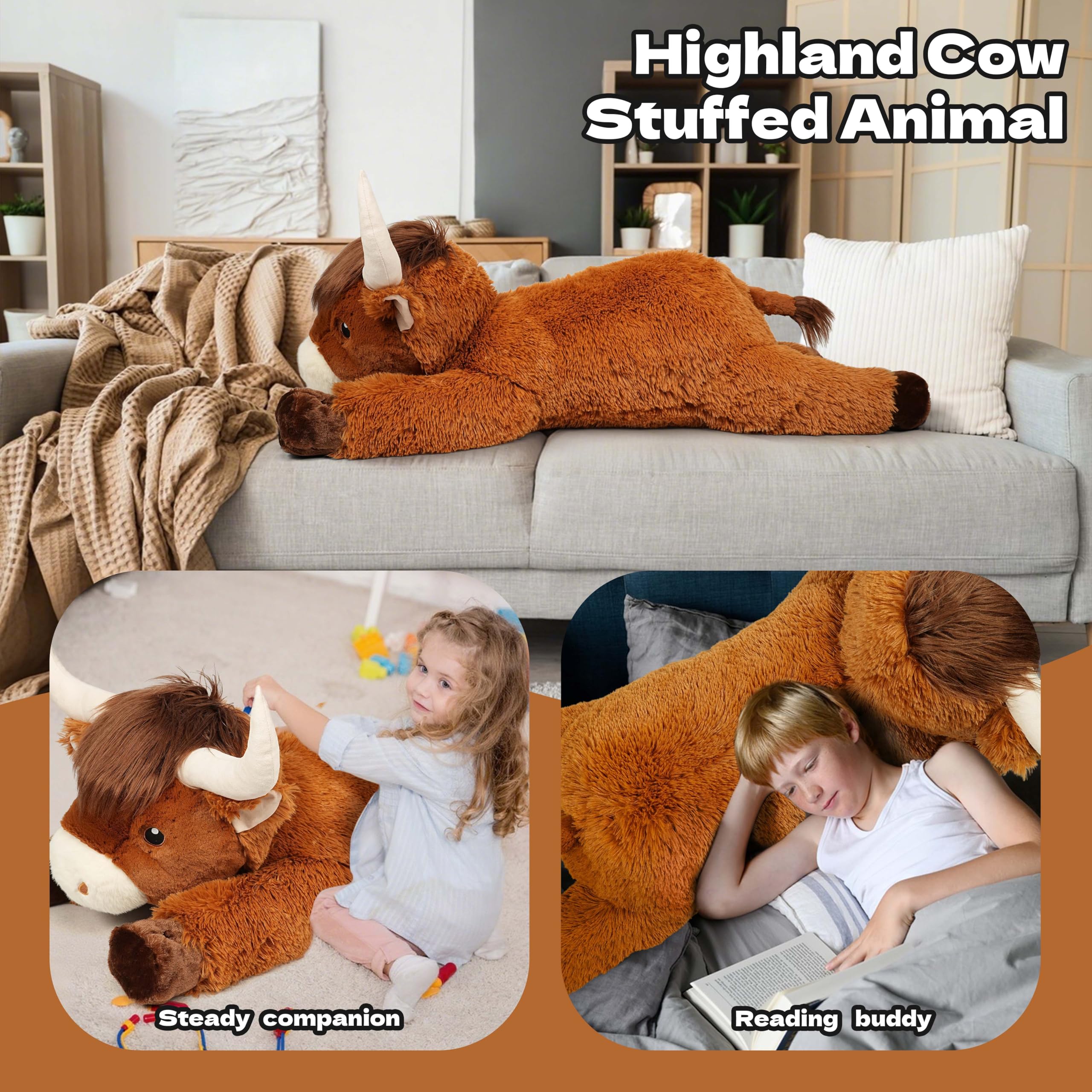Ksidzas Highland cow plush vacuum-packed packaging for easy shipping.