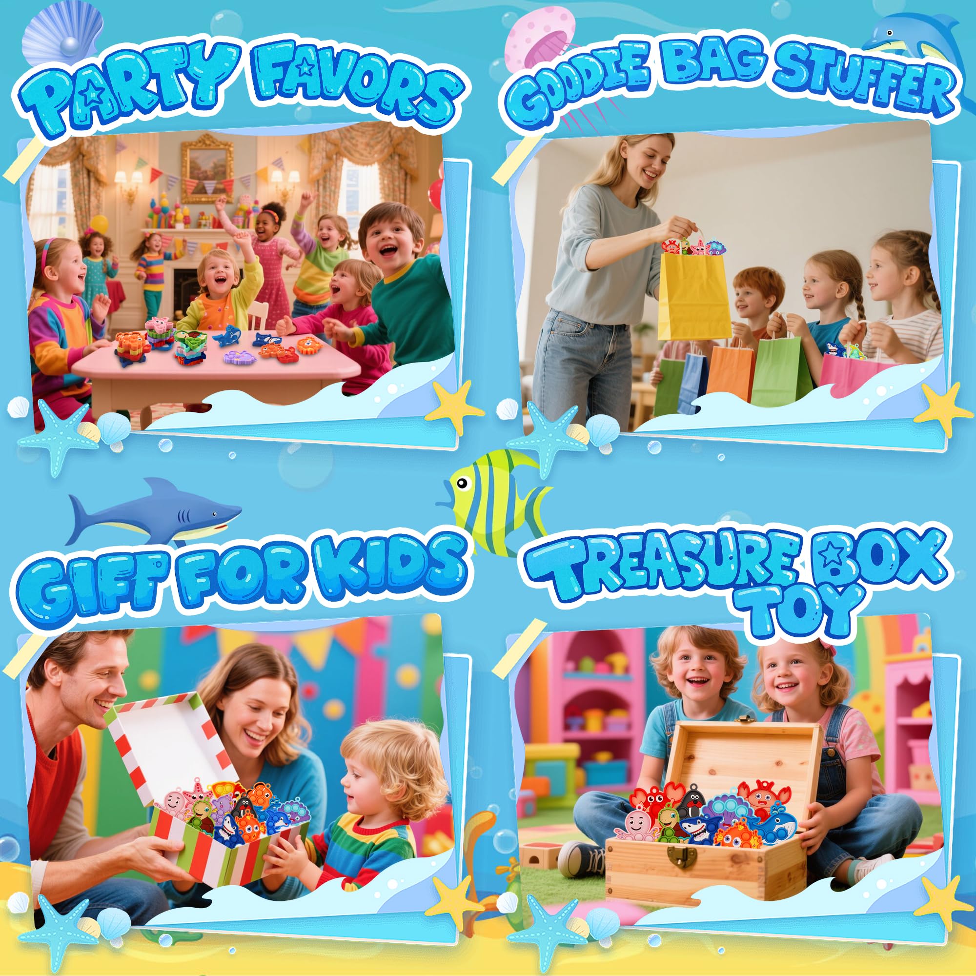 Ksmky sea animal pop fidget toy dolphin for portable fun on the go.