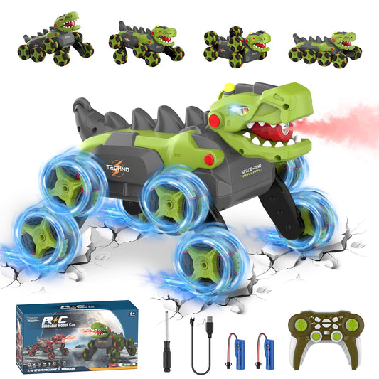 Kssvzz 8-wheeled dinosaur transform car side view showing rugged grip for varied terrain
