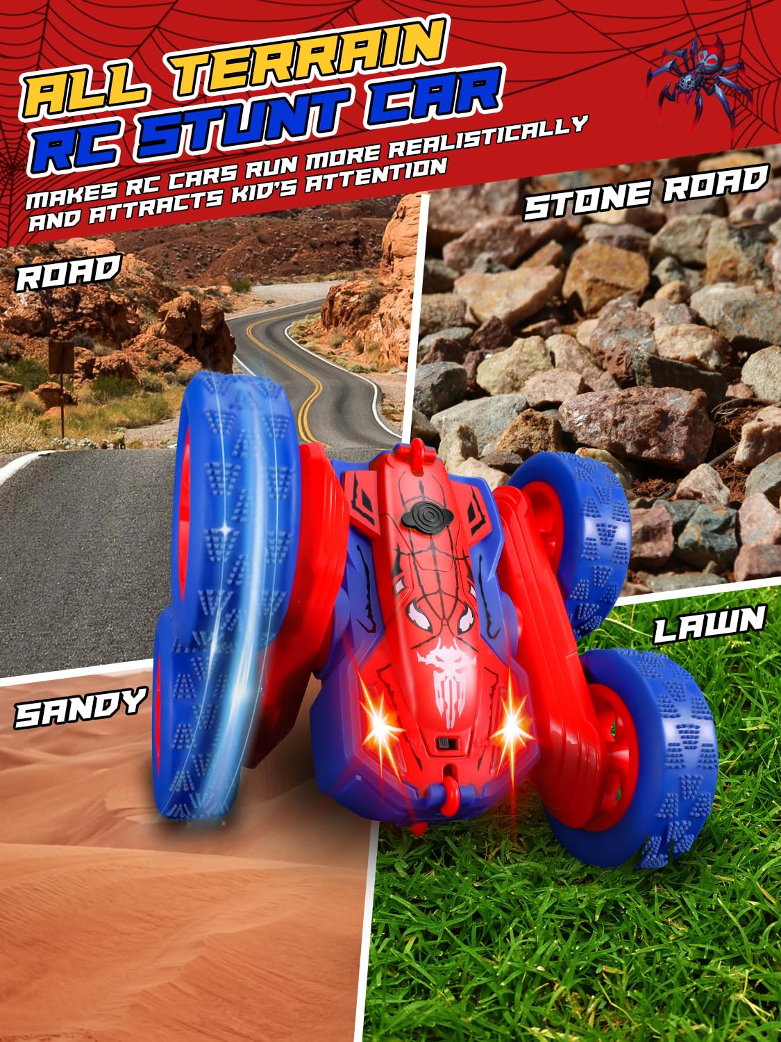 Kssvzz Spider RC car with LED lights for day and night racing