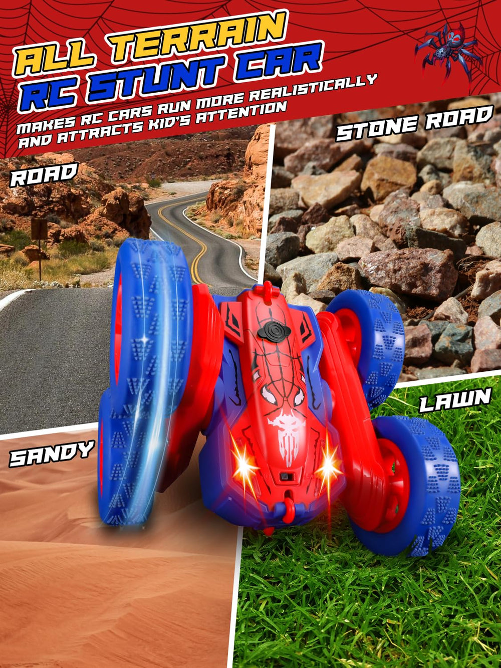 Kssvzz Spider RC car with LED lights for day and night racing
