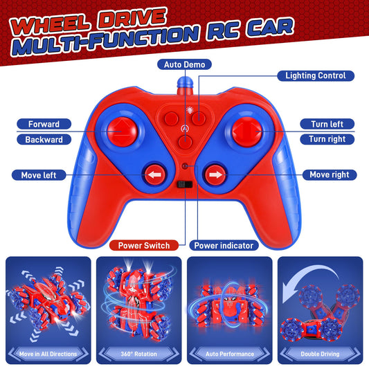 Kssvzz Spider RC Car side view showing double-sided stunt capability.