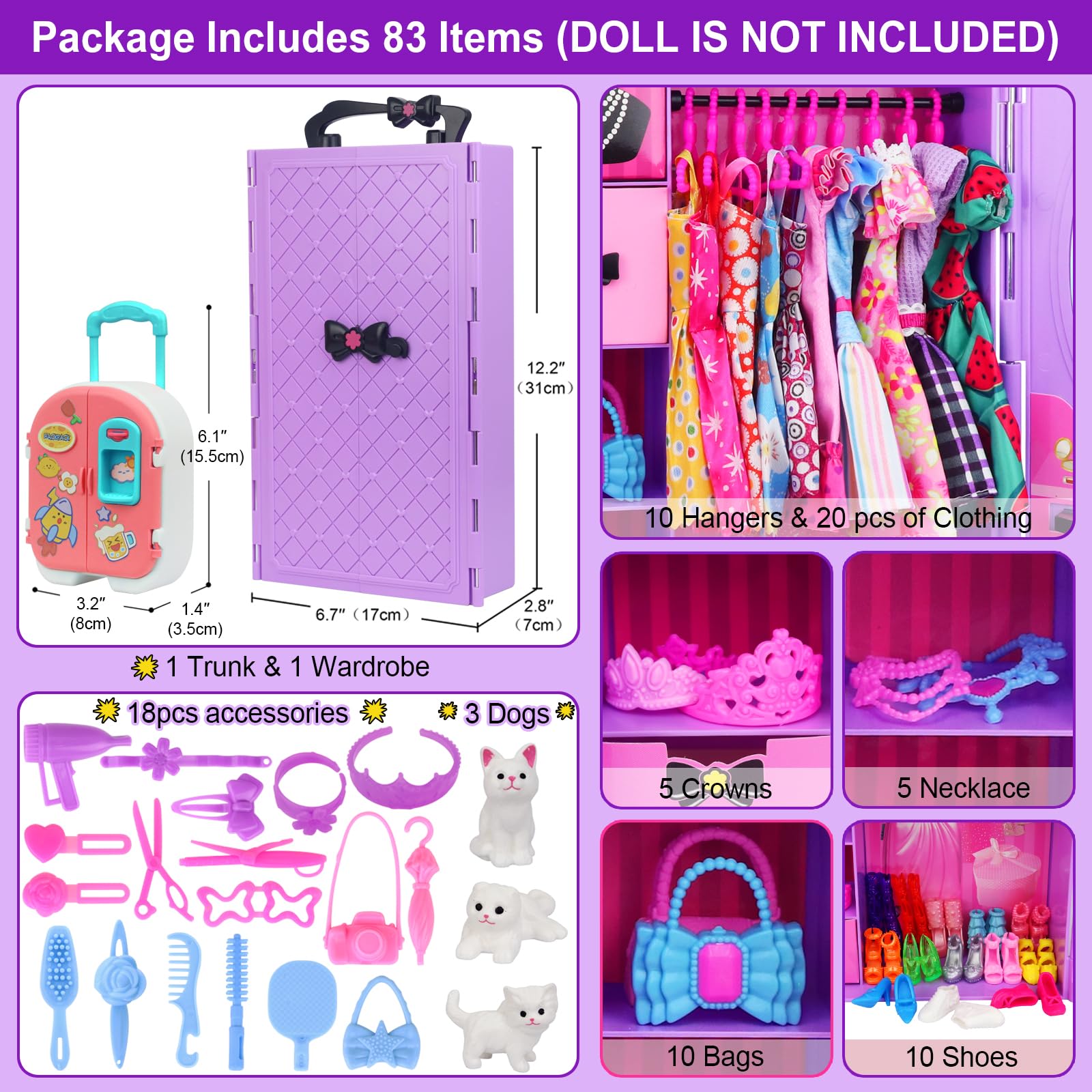 K.T. Fancy 11-5 inch dolls clothes set with varied outfits for imagination