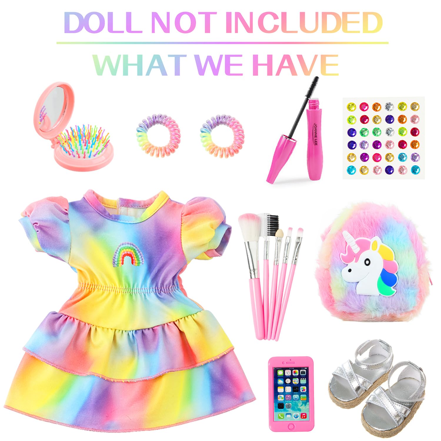 K.T. Fancy rainbow unicorn backpack enhances role-play and storytelling.