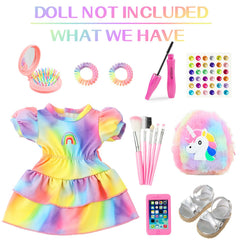 K.T. Fancy rainbow unicorn backpack enhances role-play and storytelling.