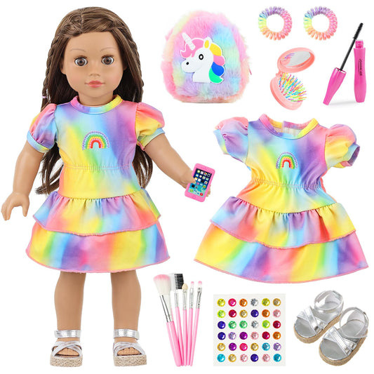 K.T. Fancy 18in doll skirt adds vibrant color for imaginative dress-up.