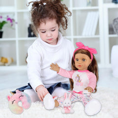 K.T. Fancy bunny shoes complete the doll outfit with secure fit