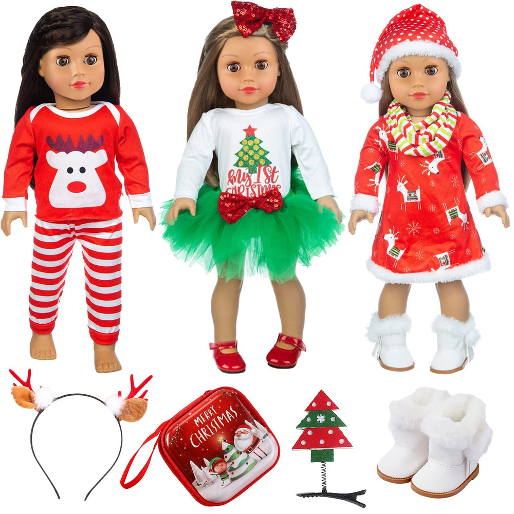 K.T.Fancy 18-inch doll Christmas clothes set boosts festive imaginative play.