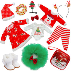 K.T.Fancy 18-inch doll Christmas dress and accessories for playtime.