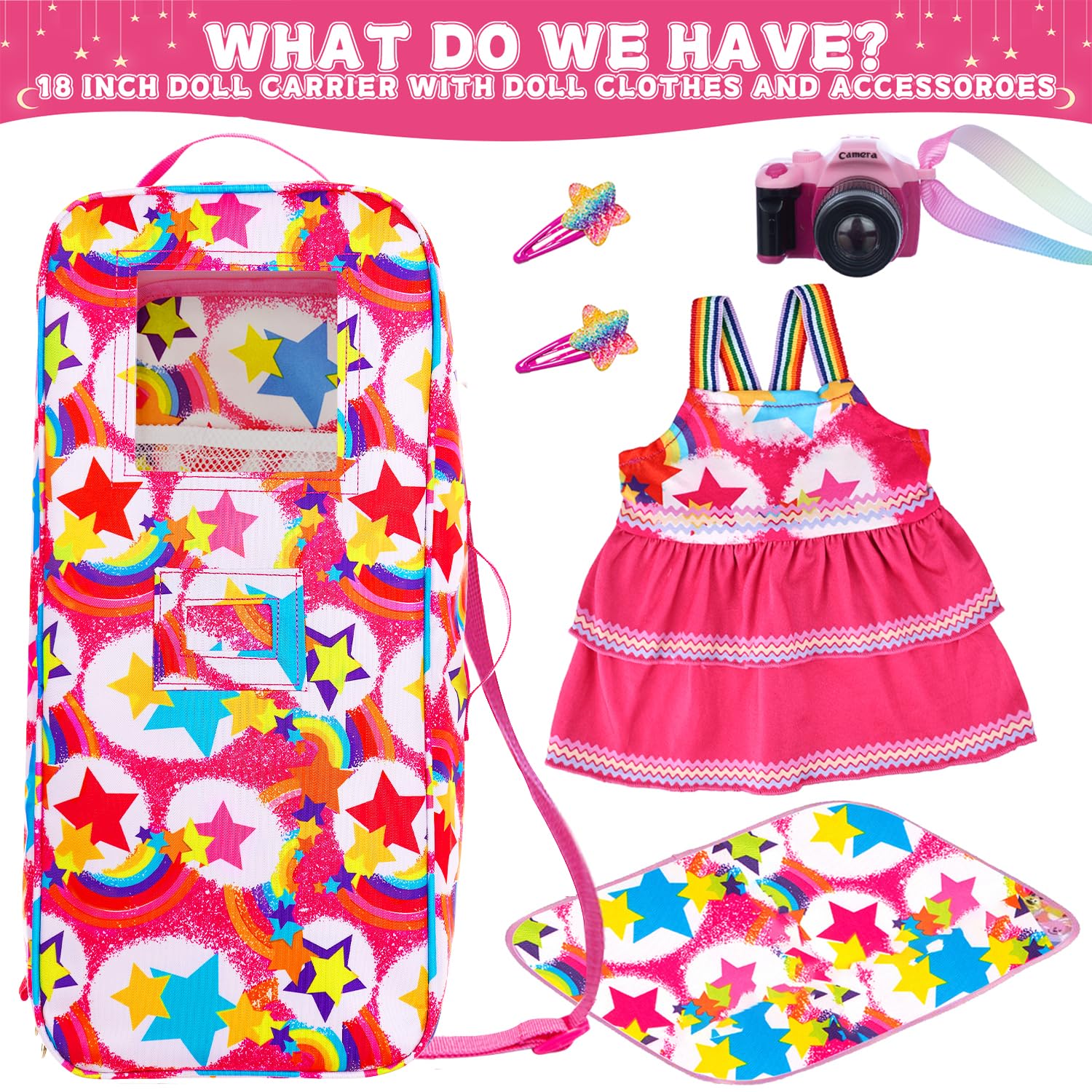 K.T. Fancy layered sundress for 18-inch dolls adds color and dress-up fun.