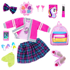 K.T. Fancy makeup tools invite gentle dress-up and role play.