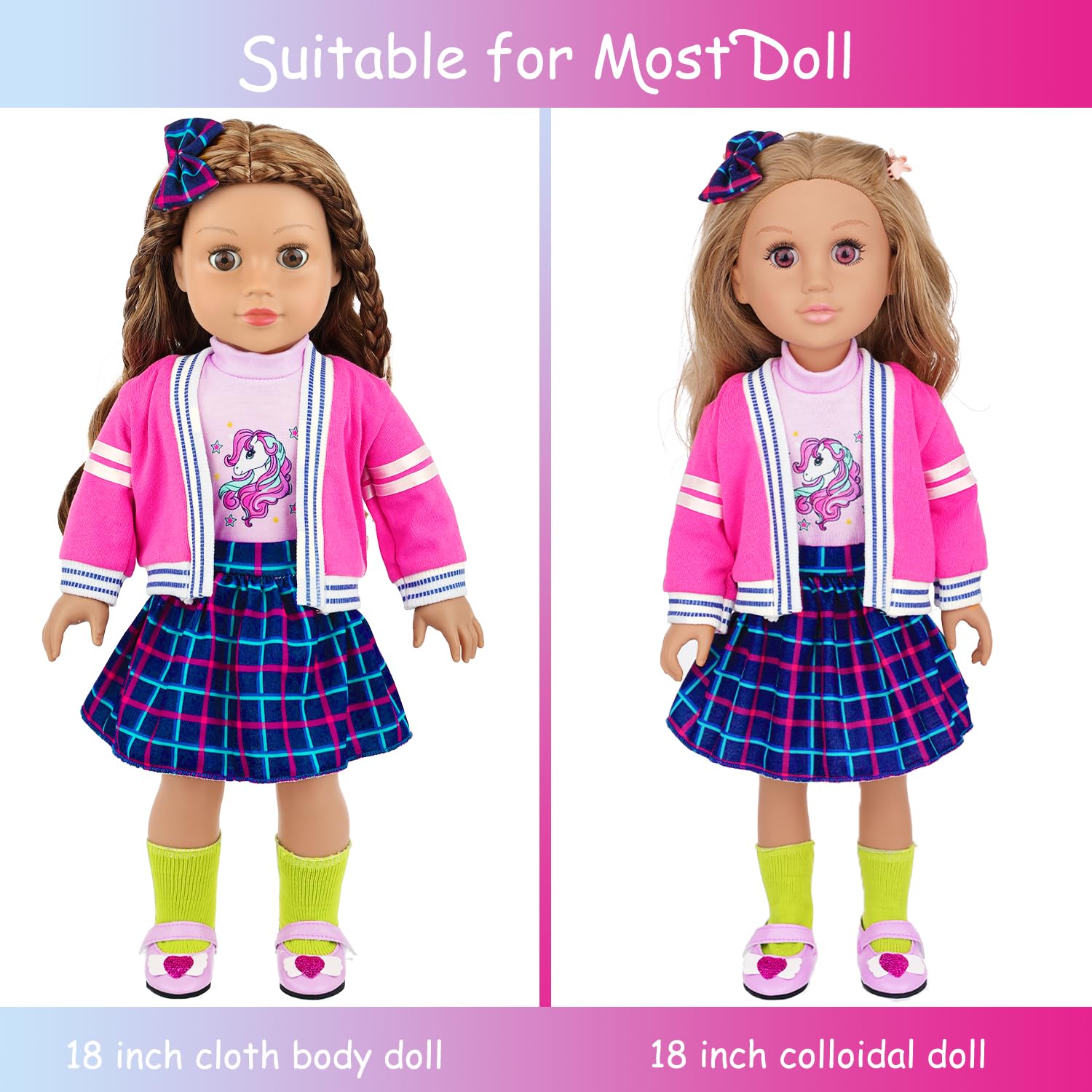 K.T. Fancy plaid skirt with realistic texture enhances classroom-themed play.