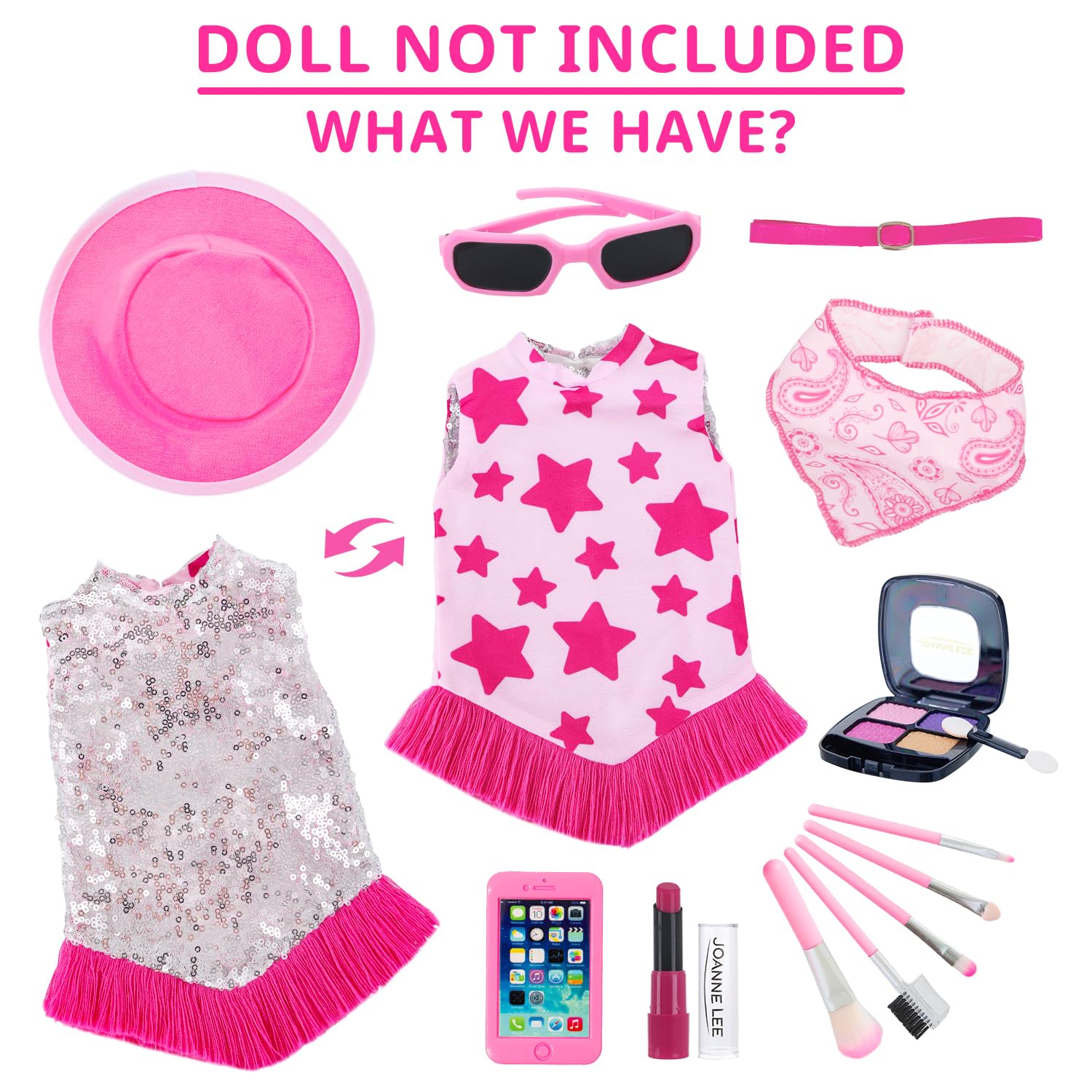 K.T. Fancy lipstick enhances pretend makeup sessions and styling scenes for 18-inch dolls.