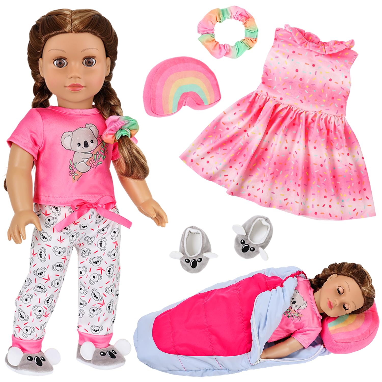 K.T. Fancy Pink Outdoor Dress for 18-inch dolls, ideal for sunny outdoor play
