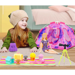 K.T. Fancy doll backpack and accessories for pretend journeys.