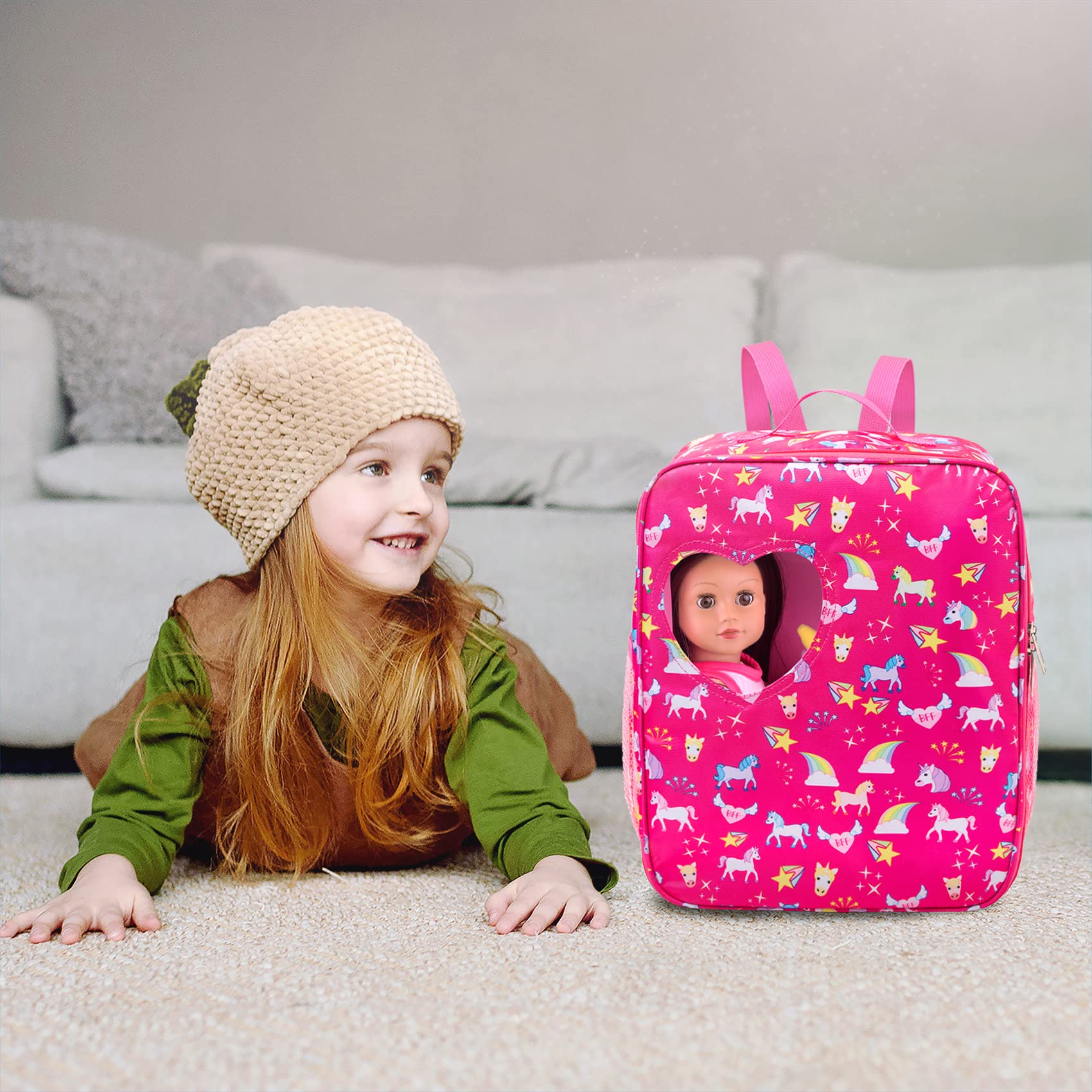 K.T. Fancy doll backpack offers portable storage for kids.