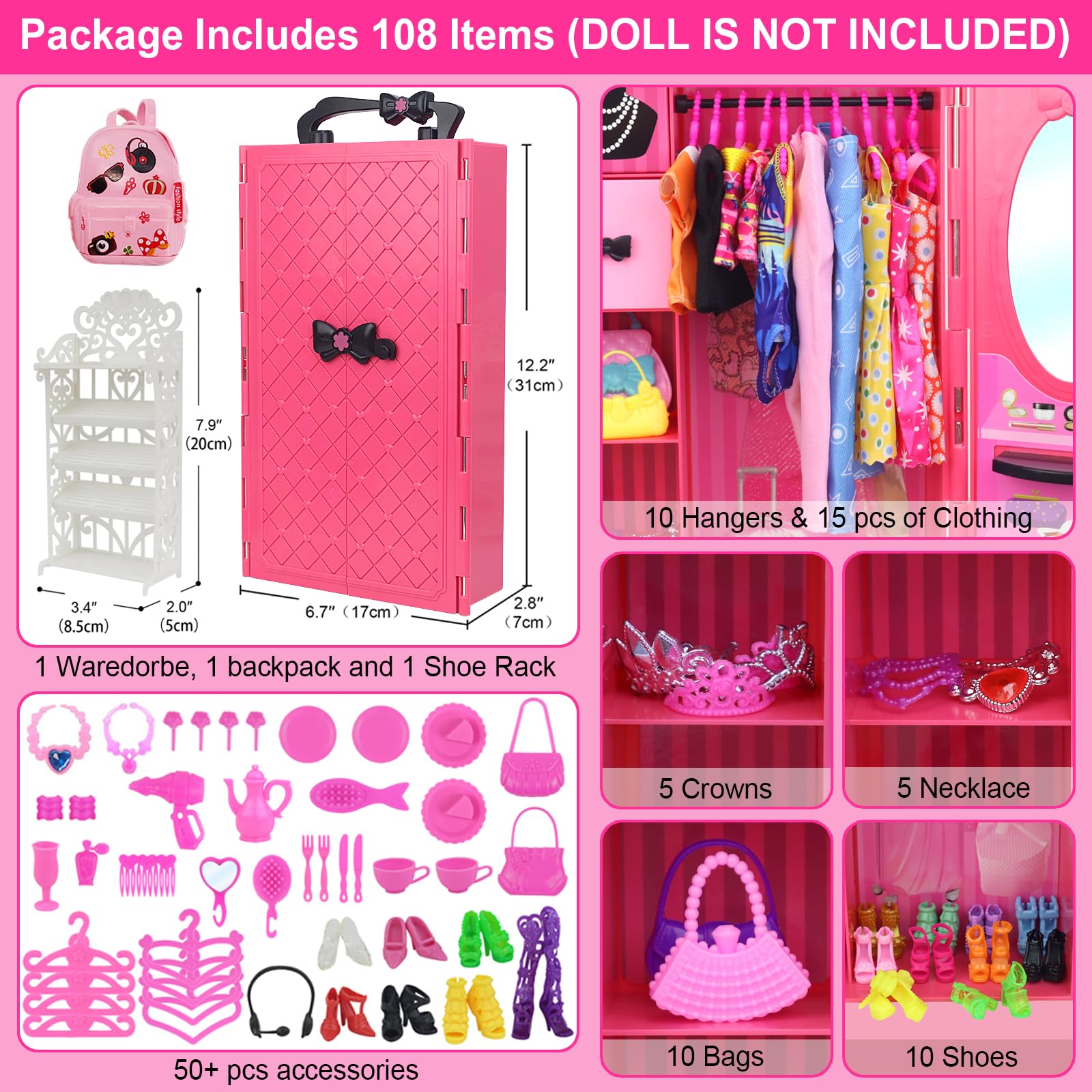 KT Fancy doll shoe rack neatly stores tiny footwear.