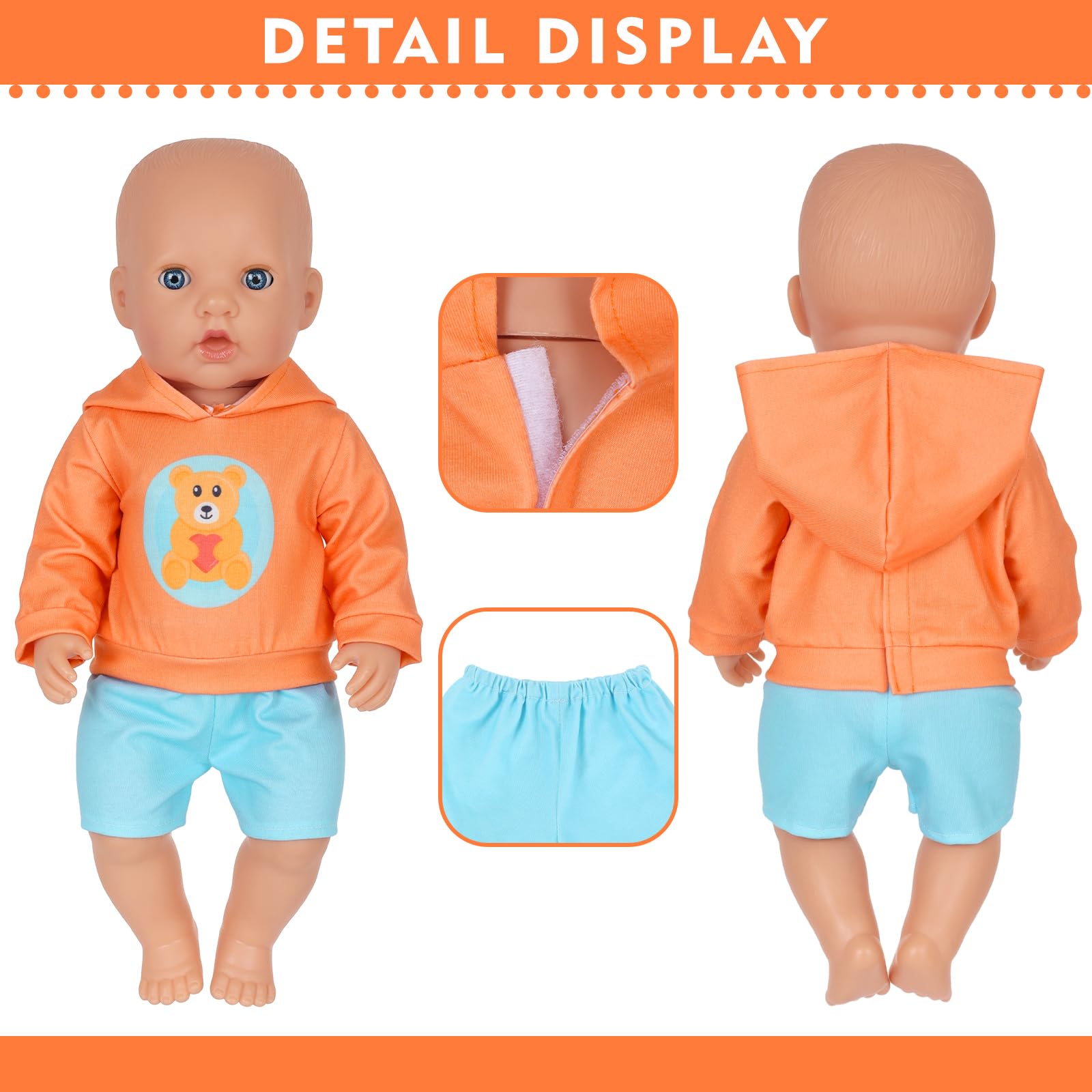 KT Fancy flower pattern doll clothes in bright colors for imaginative pretend play.