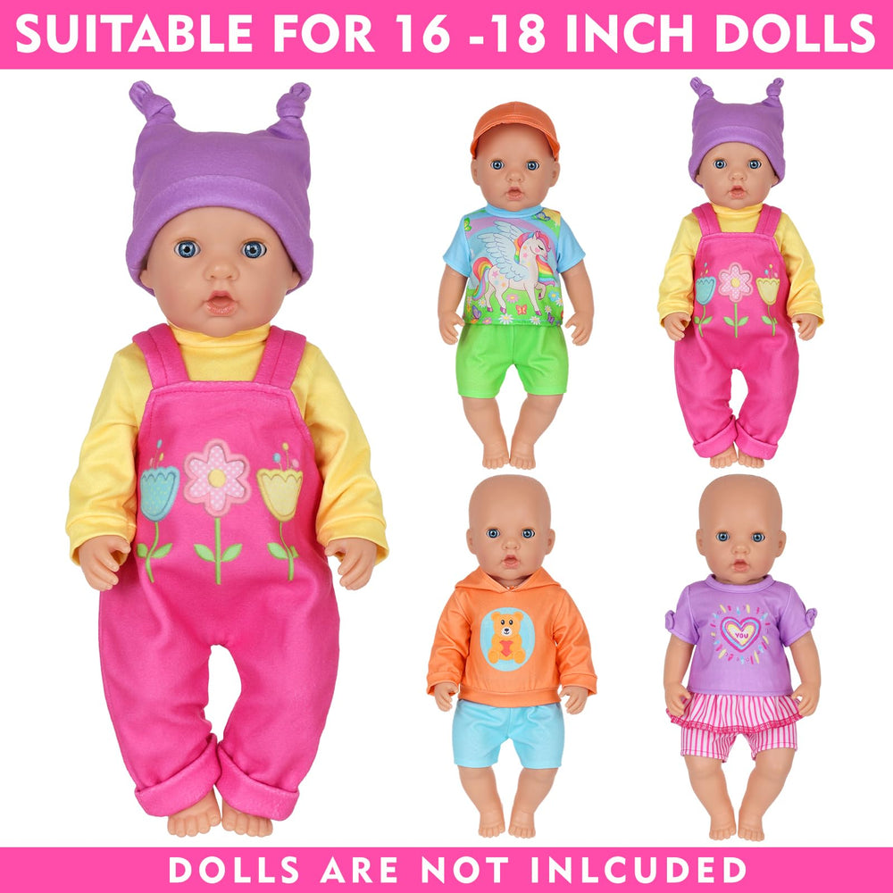 KT Fancy four-set outfits featuring heart pattern, supports creative dress-up for 16-18 inch dolls.