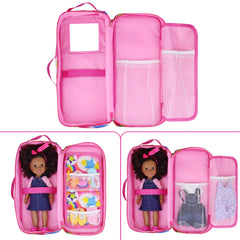 KT Fancy multi-pocket storage helps organize doll outfits and accessories