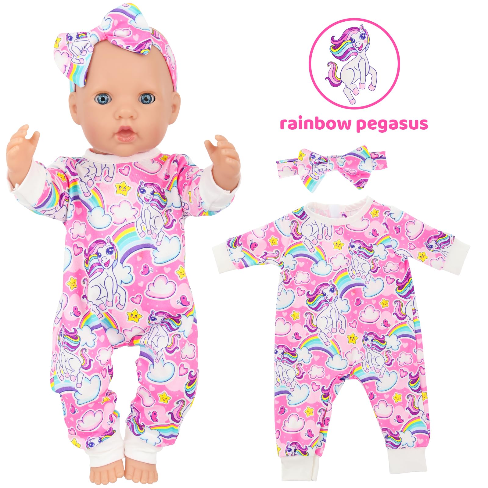 K.T. Fancy yellow duck headband completes the playful doll outfit.
