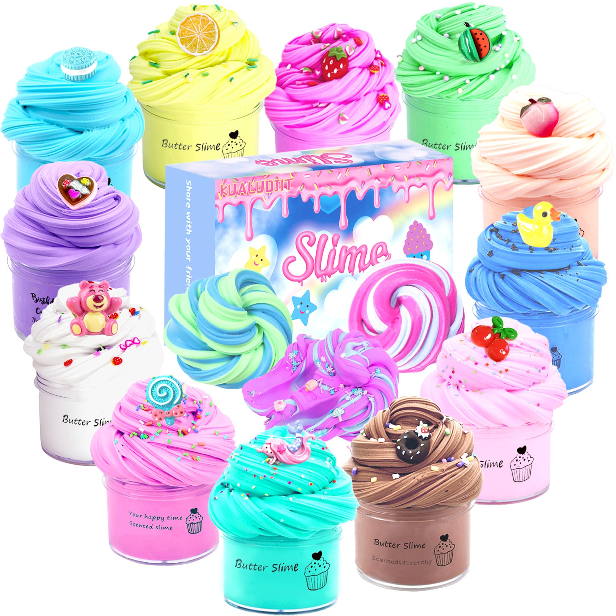 KUALUDJIT 12-pack butter slime in Easter basket decoration and gift idea