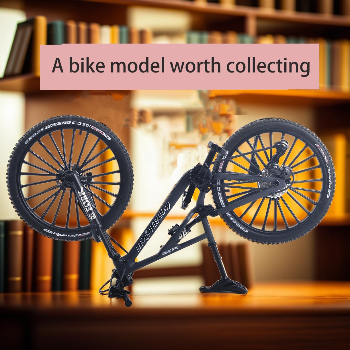 Kuasting bike-inspired miniature supports imaginative play and tasteful collection display.