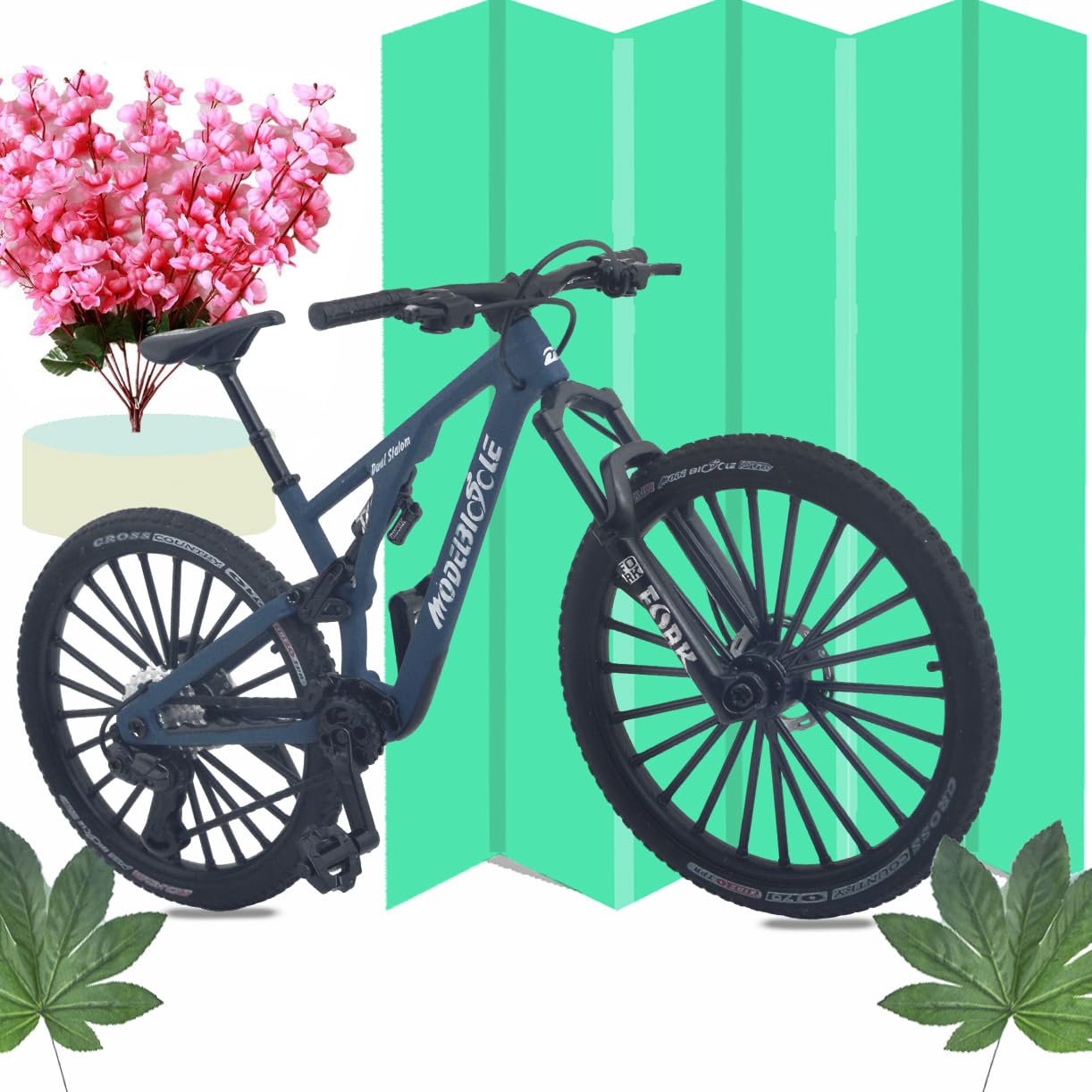 Kuasting compact blue die-cast bike for shelves and collections