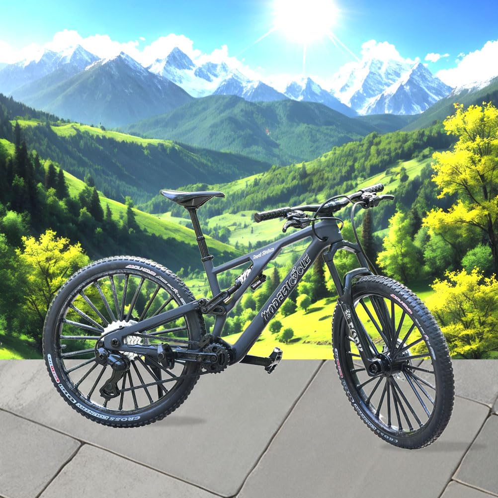 Kuasting 1:8 scale MTB stand-adjustment feature aids versatile display.