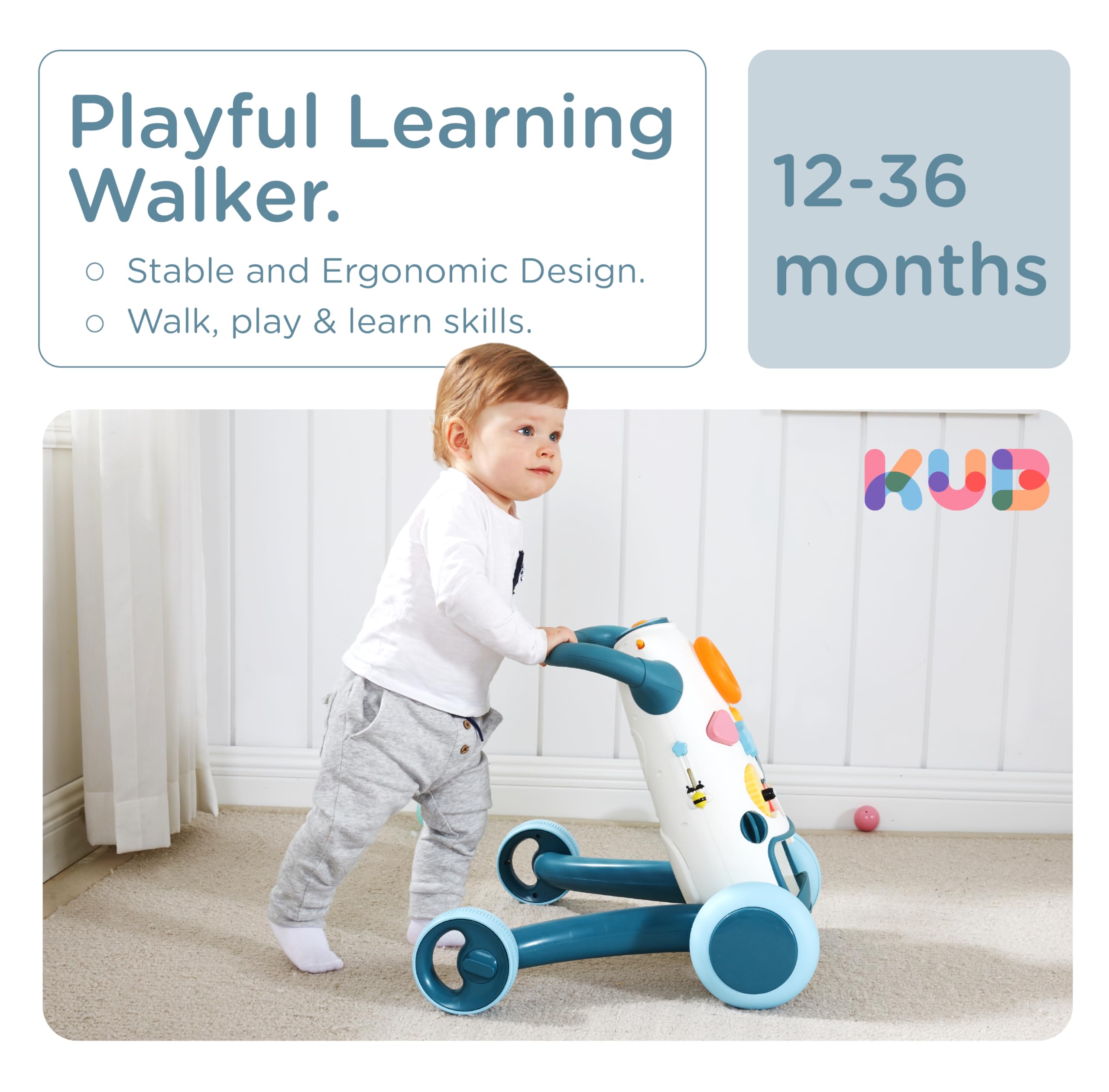 KUB Montessori Baby Walker panel focus with lights enhances visual tracking and exploration.
