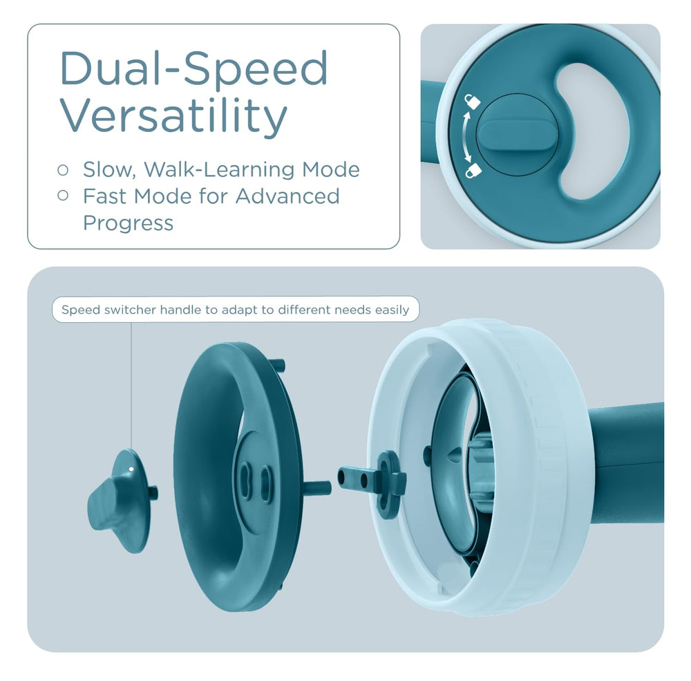 KUB Montessori Baby Walker non-slip wheels and wide track help keep toddlers steady.