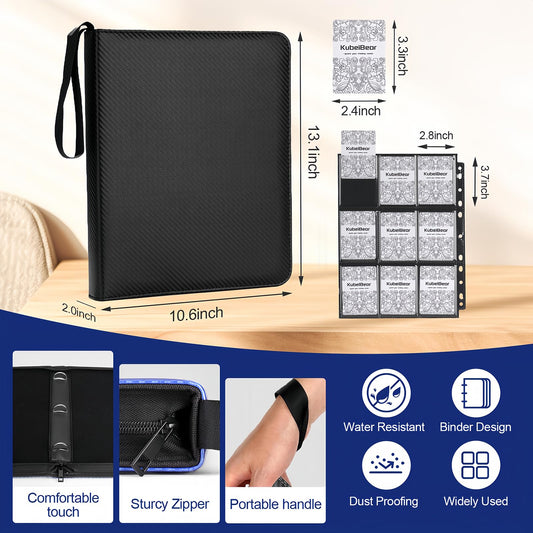 KuBeiBear Card Binder with heavy-duty zipper protects cards during travel.