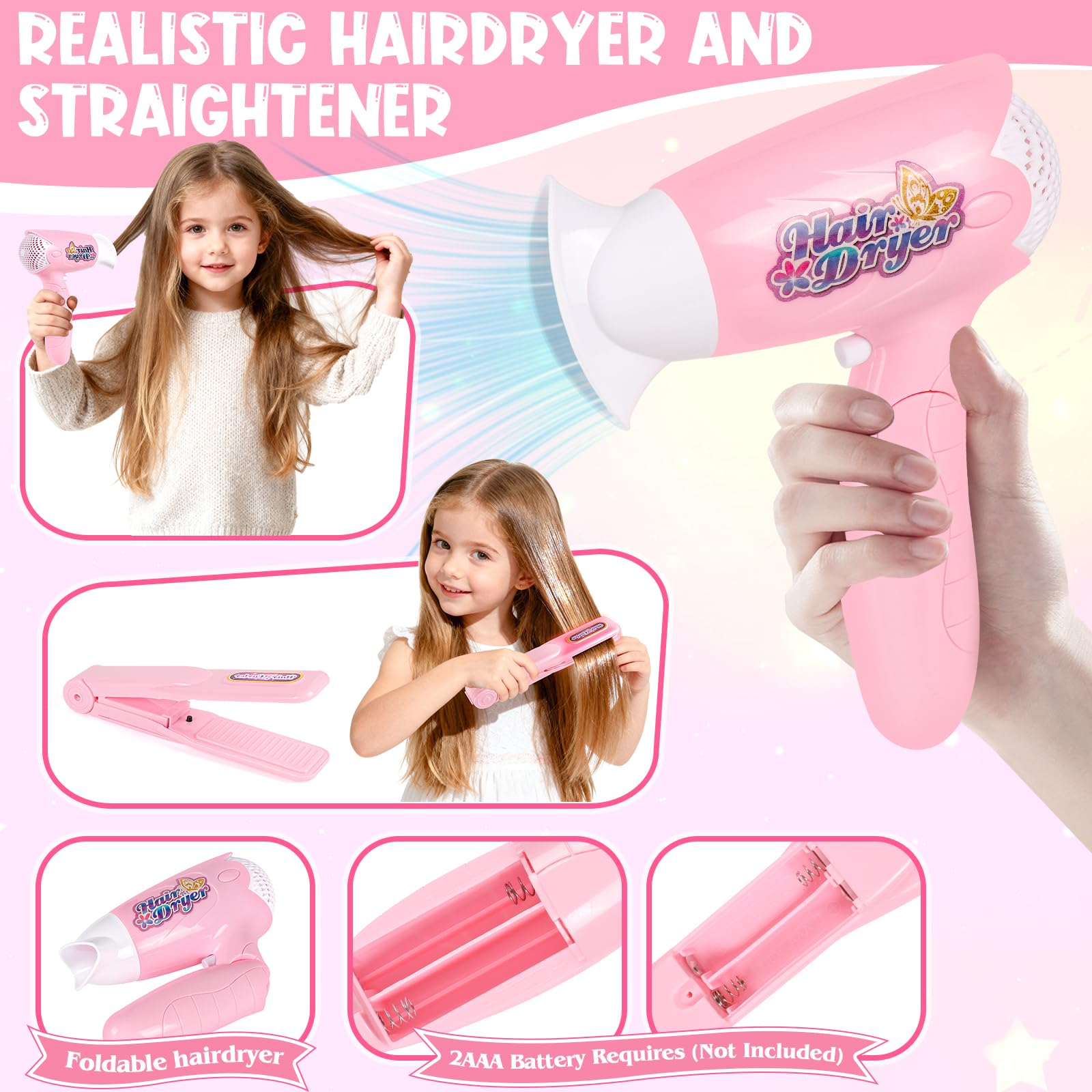 KUBUSFLY realistic hair straightener lights up during play