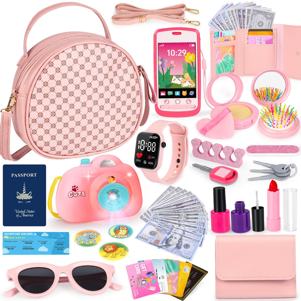 KUBUSFLY toddler purse with handbag for pretend play and stylish carry-on during outings.