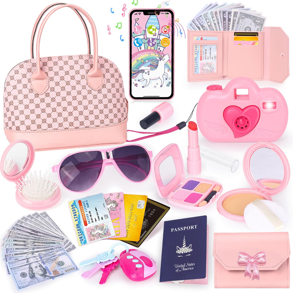 KUBUSFLY toddler purse set with handbag for imaginative play and role‑play outings.