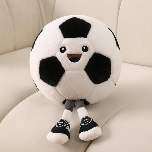 KUCCO-PILLOW 11-inch soccer ball pillow with legs for cozy sofa decor.